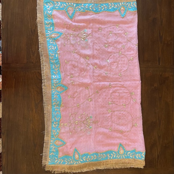 3pc Pink & Blue Indian Anarkali Suit With Salwaar - Picture 11 of 15